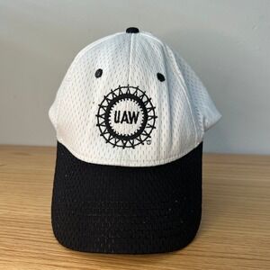 UAW Union Embroidered Hat Cap Black‎ White Otto Adjustable Mens OSFA see photos